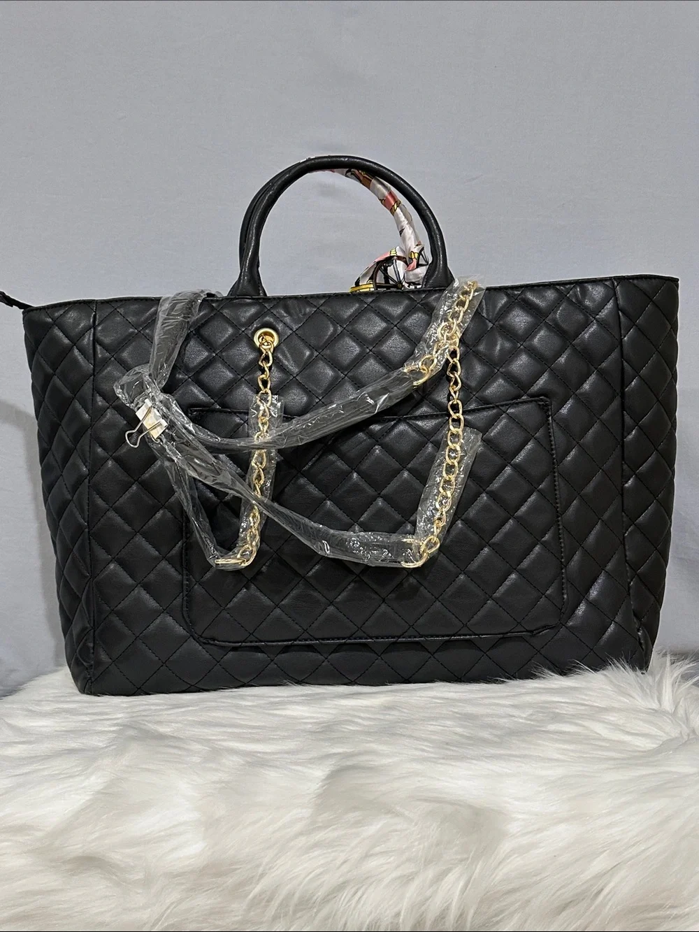 Gilda Paris Black Large Quilted Tote bag NWT’S